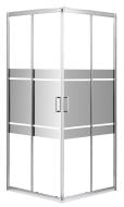 Душевое ограждение EGO квадрат. раздиж. EGOIST 90х90х200 см, стекло проз+ зерк 6мм, проф хром алюм