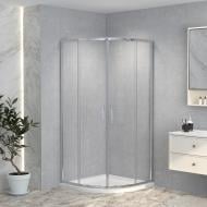 Душевое ограждение EGO напівкруг розсув. PURE 90х90х190 см, скло проз 5мм, проф хром алюм