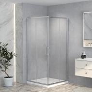 Душевое ограждение квадрат розсув. PURE 90х90х190 см, скло проз 5мм, проф хром алюм