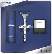 Набір подарунковий для чоловіків Gillette бритва Mach3 Turbo + гель для гоління + кріплення