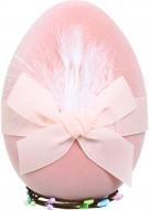 Декор яйцо бархат с перьями большое 15х10,7 см
