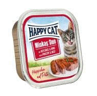 Корм влажный для взрослых кошек HappyCat Minkas Duo 100g Sch. Geflugel + Rind 100 г