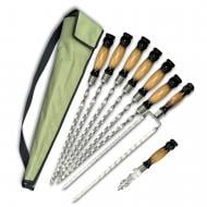 Набір шампурів Metalzavod Ліра 6/1/1 двокольорова ручка в зеленому чохлі Набір шампурів Metalzavod Ліра 6/1/1 двокольорова ручка в зеленому чохлі