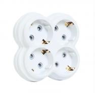 Розгалужувач ERKA із заземленням 4 гн. білий 260108-4