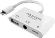 Адаптер Promate MediaBridge-I Lightning/USB 3.0 OTG+AUX 3.5 мм + 10 Вт Lightning-in 0,12 м белый (mediabridge-i.white)