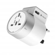 Універсальний адаптер Promate Twist EU/US/UK/AU to EU/US/UK/AU+2xUSB 12 Вт White