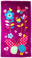 Полотенце Бабочка и цветы фуксия 75x150 см