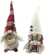 Декорация новогодняя Гном с чашкой 2 вида 37 см