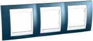 Рамка трехместная Schneider Electric Unica Plus горизонтальная голубой MGU6.006.854