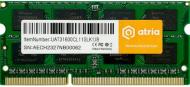 Оперативна пам'ять ATRIA SODIMM DDR3 8 GB (1x8GB) 1600 MHz (UAT31600CL11SLK1/8)