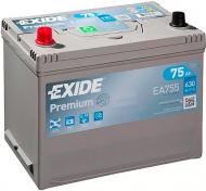 Аккумулятор автомобильный EXIDE Premium 6СТ Аз ASIA 75Ah 630A 12V «+» слева (EA755)