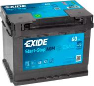 Акумулятор автомобільний EXIDE Start-Stop AGM 6СТ АзЕ 60Ah 680A 12V «+» праворуч (EK600)