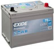 Аккумулятор автомобильный EXIDE Premium 6CT 75Ah 630A 12V «+» справа (EA754)