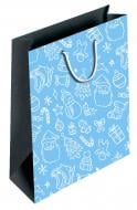 Пакет подарочный Новый год 400x300x170 мм голубой ПБС