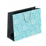Пакет подарочный Новый год 450х420х300 мм голубой ПБС