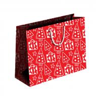 Пакет подарочный Новый год 450х420х300 мм красный ПБС