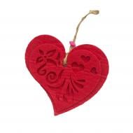 Декор Аплі Краплі валентинка из фетра красное сердце №1 4 мм красный