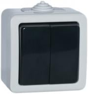 Вимикач двоклавішний Sven IP54 без підсвітки сірий SE-72015