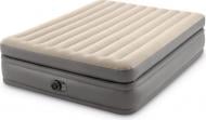 Кровать надувная Intex Prime Comfort Elevated со встроенным насосом велюр 64164 203х152 см бежево-серый