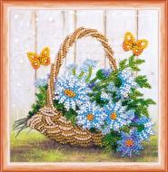 Набор для вышивания бисером на натуральном художественном холсте Летний букет 150x150 мм Абрис Арт