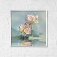 Постер Танец лотосов на воде с белой рамкой 50x50 см Brushme FNK5000126_RN53-3