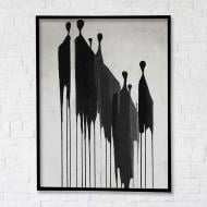 Постер Тени толпы с черной рамкой 75x100 см Brushme FNK5000156_RN45-17