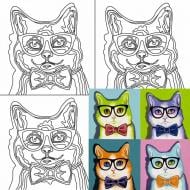 Полотно на картоні з контуром Pop Art Cat 30x30 см 220 г/м² акрил , Rosa Start