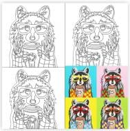 Полотно на картоні з контуром Pop Art Raccoon 30x30 см 220 г/м² акрил , Rosa Start