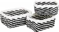 Набор корзин 3 шт. Stripe, чорно-белые, 26х19х12 см, 23х16х10см, 20х13х8 см Sensio