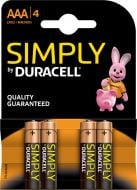 Батарейка Duracell Simply LR03 MN2400 AAA (R03, 286) 4 шт. (81553682)