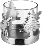 Свічник скляний Deer 12х11,5х10,5 см срібло Inari