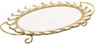 Блюдо овальне Fiora на металевій підставці Savoiardi 30х21,5х3 см порцеляна