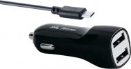 Зарядное устройство в автомобиль Florence 2USB 2,1A с кабелем microUSB Black CC21-MU