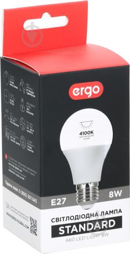 Лампа світлодіодна Ergo STD 8 Вт A60 матова E27 170-260 В 4100 К - фото 5 Лампа світлодіодна Ergo STD 8 Вт A60 матова E27 170-260 В 4100 К - фото 5