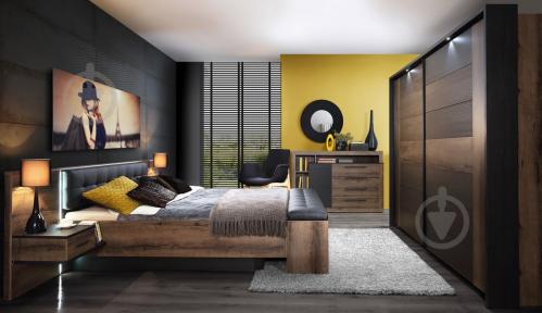 Комплект для спальні Forte Meble Bellevue BLQL161 N09 160x200 см дуб болотний/дуб чорний - фото 5 Комплект для спальні Forte Meble Bellevue BLQL161 N09 160x200 см дуб болотний/дуб чорний - фото 5