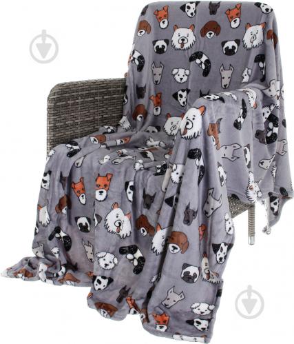 Плед Flannel Happy Dogs 160x200 см серый La Nuit - фото 1