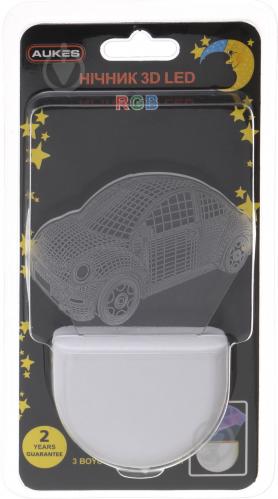 Нічник Aukes Машинка 3D LED RGB 0.5 Вт білий - фото 8 Нічник Aukes Машинка 3D LED RGB 0.5 Вт білий - фото 8