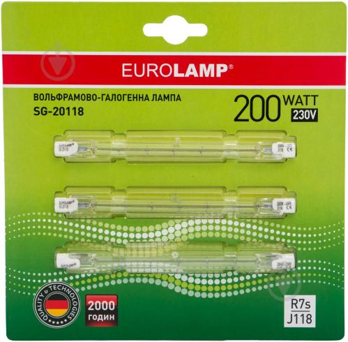 Лампа галогенная EUROLAMP 200 Вт R7S 230 В прозрачная SG-20118 - фото 2 Лампа галогенная EUROLAMP 200 Вт R7S 230 В прозрачная SG-20118 - фото 2