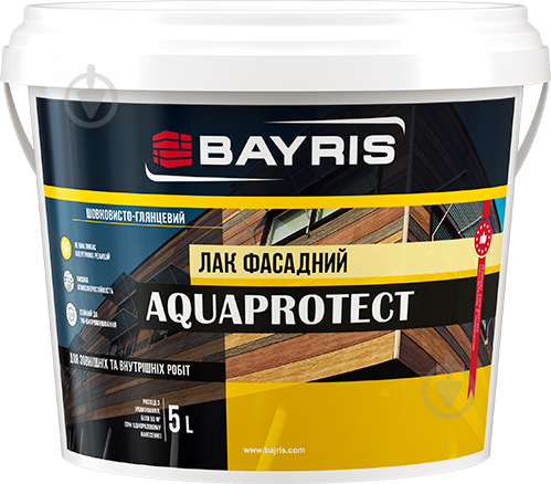 Лак фасадный Aquaprotect Bayris шелковистый глянец 5 л - фото 1