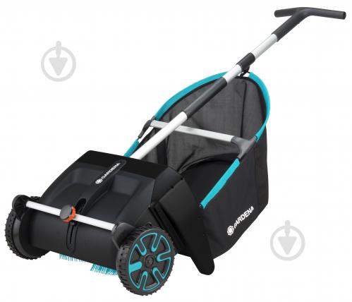 shetka dlya ulicy gardena dlya uborki listev s kolesami i kontejnerom