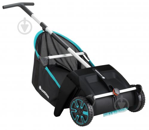 shetka dlya ulicy gardena dlya uborki listev s kolesami i kontejnerom