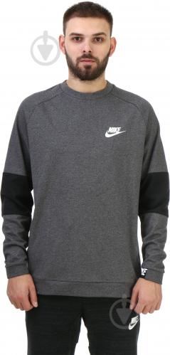 Спортивна кофта Nike Sportswear Advance 15 Crew FLC AW1718 р. L сірий із чорним 861744-071 - фото 4 Спортивна кофта Nike Sportswear Advance 15 Crew FLC AW1718 р. L сірий із чорним 861744-071 - фото 4