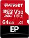 Карта памяти Patriot microSDXC 64 ГБ Class 10UHS-I Class 3 (U3) (PEF64GEP31MCX) V30 A1 W-80MB/s R-100MB/s