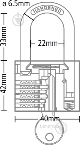 Замок навесной Stanley S742-043 40 мм 81113371401 латунь - фото 6