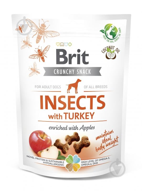 Лакомство Brit Care Crunchy Cracker для собак Insects насекомые и индейка 200 г - фото 1