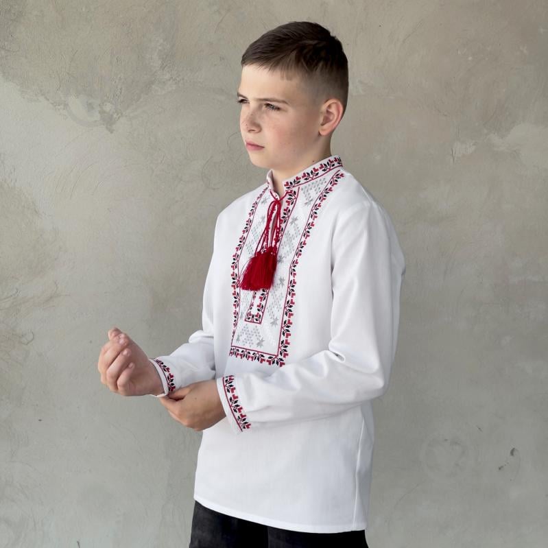 Вышиванка для мальчиков Эдельвика р.116 белый 164-25/09 - фото 1 Вышиванка для мальчиков Эдельвика р.116 белый 164-25/09 - фото 1