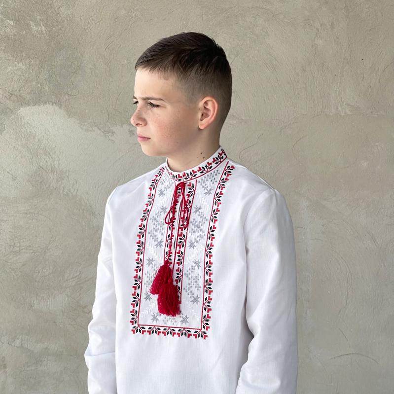 Вышиванка для мальчиков Эдельвика р.116 белый 164-25/09 - фото 3