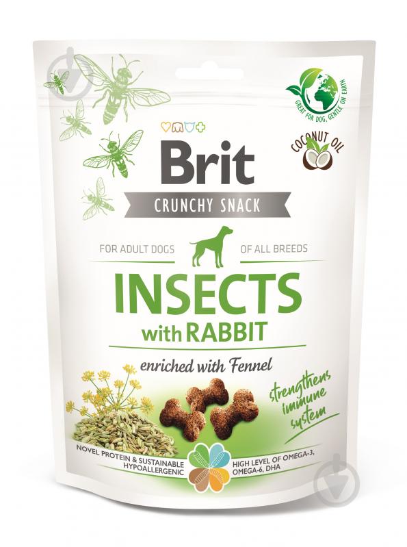 Лакомство Brit Care Crunchy Cracker для собак Insects насекомые и кролик 200 г - фото 1