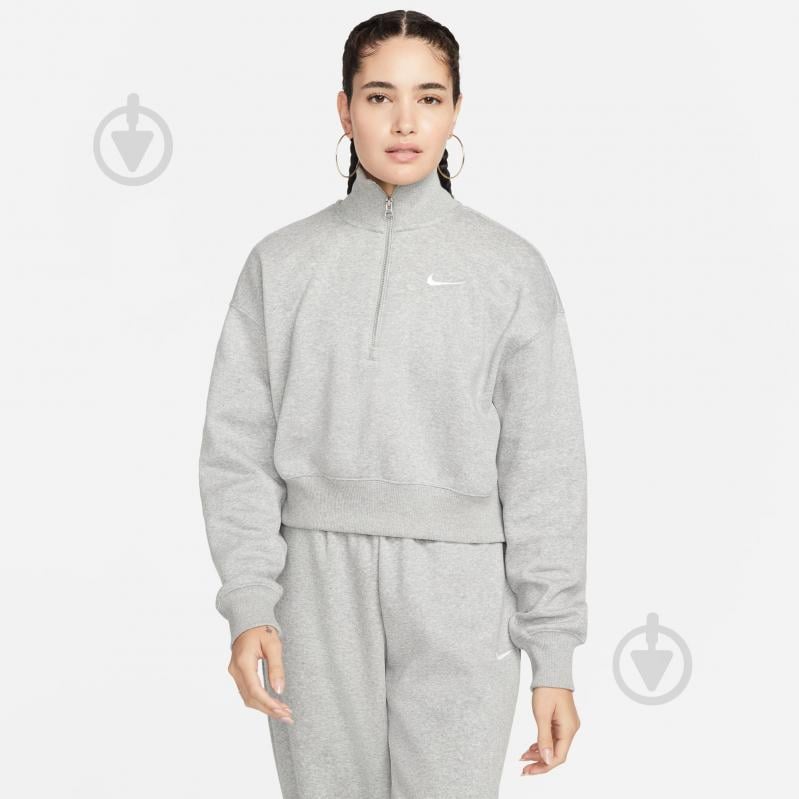 Джемпер Nike W NSW PHNX FLC QZ CROP DQ5767-063 р.M сірий - фото 1 Джемпер Nike W NSW PHNX FLC QZ CROP DQ5767-063 р.M сірий - фото 1