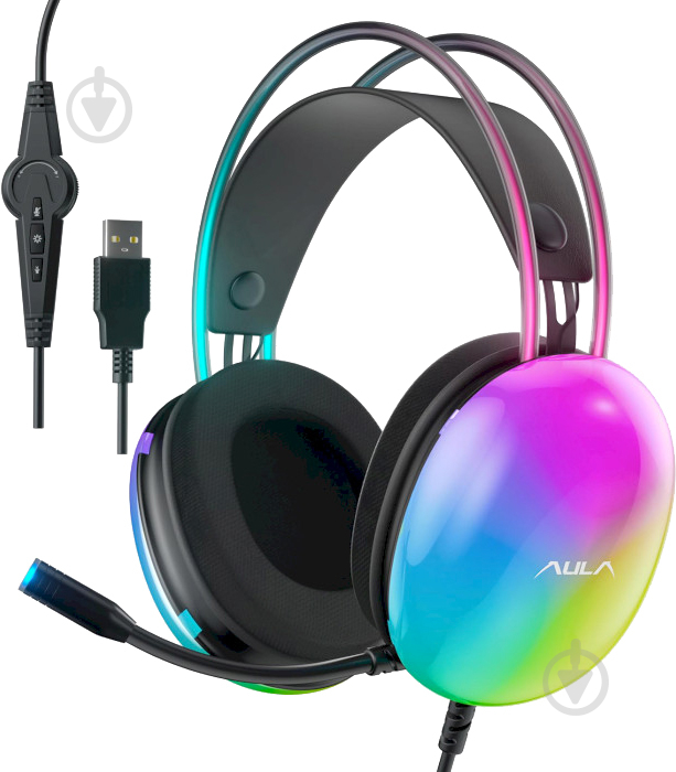 Гарнитура Aula S505 RGB Transparent Gaming Headset black (6948391235479) - фото 1